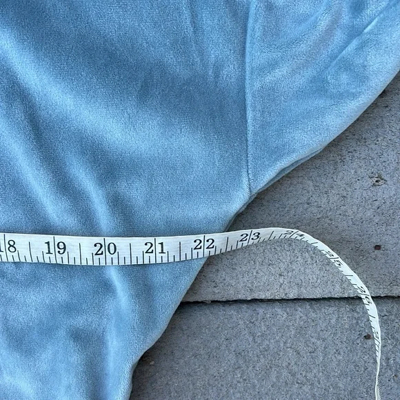 American Eagle Spa Blue Velour Cropped Pullover Hoodie Size Small - Picture 7 of 11